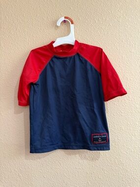 Janie and Jack Navy and Red Swim Top-2t
